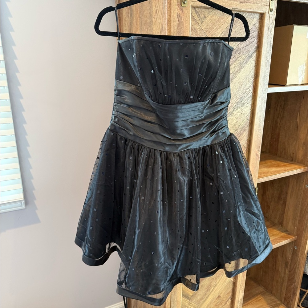 Jessica McClintock Black Strapless Tulle Party Dress